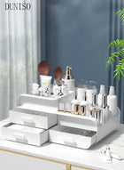 DUNISO Makeup Organizer,Cosmetic Organizer Storage Box with Drawer Elegant Vanity Case for Bathroom Bedroom Office Supplies(White) - Image 5