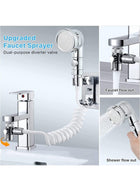 DUNISO Sink Faucet Sprayer Attachment，Sink Handheld Shower Head Set，Hand Shower Bathroom Sink Sprayer Rinser Set with Hose Bracket and Faucet Diverter Valve，Easy to Install, Practical and Compact, Suitable for Bathtub Laundry Kitchen Faucet Extender - Image 3