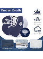 DUNISO Coccyx Cushion, Adjustable Memory Foam, Relieves Coccyx Pain, Ergonomic Seat Cushion Suitable For Long-Term Sitting, Suitable For Office Chairs, Wheelchairs, Car Seats - Image 5