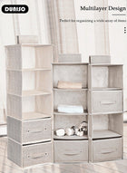 DUNISO 5-Tier Wardrobe Hanging Storage Organizer with Drawers, Dressing Room Finishing Hanging Underwear Storage Bag Household Multi-Layer Box Dust Bag Foldable Includes 2 Drawers - Image 2