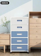 DUNISO 5 Layer Drawer Storage Cabinet with Wheels, Toys Storage Box, Office Desk Storage Box, Drawer Storage Bins for Clothes and Toys, Dust-proof Clothes Storage Cabinet Rack for Living Room, Bathroom, kitchen, Bedroom - Image 5