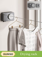 DUNISO Invisible Clothesline，Retractable Clothesline,Indoor Stainless Steel Invisible Wall Hanging Rope,No Punching Required，Suitable for Living Room, Balcony, Bedroom, Outdoor, 4.2m，Style Grey