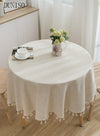 DUNISO Tassel Cotton Linen Tablecloth Round Table cloth For Dinning Room Restaurant Party And Kitchen 120cm