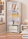 DUNISO Portable Fabric Wardrobe, Large Capacity Wardrobe Closet Organizer with 4 Storage Shelves, Clothes Storage Cabinet with Curtain, Closet Organizer with Metal Frame for Bedroom Living Room