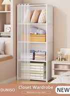 DUNISO Portable Fabric Wardrobe, Large Capacity Wardrobe Closet Organizer with 4 Storage Shelves, Clothes Storage Cabinet with Curtain, Closet Organizer with Metal Frame for Bedroom Living Room