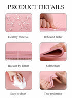 DUNISO 10mm Anti-Slip Yoga Mat，Anti-Tear Exercise Mat for Men & Women， Knees Supportive Exercise Mat，for Home Yoga, Pilates, Stretching, Floor & Fitness Workouts，185*61cm，Pink - Image 3