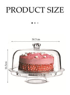 DUNISO Multi-Function Acrylic Cake Stand with Lid，Multifunctional Serving Platter and Plate，Cake display stand with lid & Cake Dome，Use as Salad Bowl/Veggie Platter/Punch bowl/Desert Platter/Nachos & Salsa Plate，Clear - Image 3