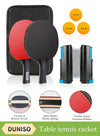 DUNISO 2 Long-Handled Table Tennis Rackets With Three Three-Star Ping Pong Balls, High-Performance Set With Net, Table Tennis Racket Set, Ideal For Skill Development, With Retractable Net, Suitable For Indoor Table Tennis And Outdoor Sports