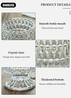 DUNISO Embossed Glass Vase, Crystal Glass Vases, Pedestal Big Base Glass Bouquet Vase, Hydroponic Glass Transparent Vase for Home Office Wedding Dining Table Party (Long Rhombus Pattern) - Image 2