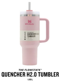 Stanley 40oz Quencher H20 Flowstate Stainless Steel Vacuum Insulated Tumbler with Lid and Straw, Cream (Pink)
