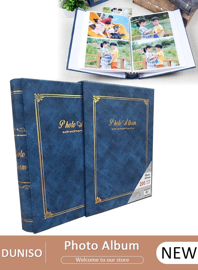 DUNISO 200 Pockets Foil Stamping Photo Album for 6 Inches Photos Portable Photo Album for Family Wedding Boys Girls