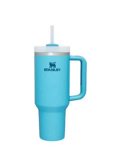 Stanley 40oz Quencher H20 Flowstate Stainless Steel Vacuum Insulated Tumbler with Lid and Straw, Cream (Blue)