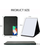 DUNISO Folding Makeup Mirror with PU Leather， Portable Travel Mirror, Folding Mirror with Stand Portable, Desktop Vanity Mirror for Office Desk,Vanity Table, Travel, Camping， 25.5 * 18CM - Image 2