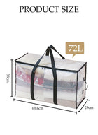DUNISO 3 Pack Clear Clothes Storage Bags, 72L Plastic Blanket Storage Bags with Side Handle, Foldable Moving Bags with Zipper&Handle, Waterproof and Dustproof，Sturdy and Durable，for Bedding, Duvet, Comforter，Pillow，Toys，68.6*29*38cm - Image 2