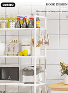 DUNISO 5 Tier Storage Shelves, Stable Kitchen Shelf Organizer, Storage Rack with Armrests, Removable Free Standing Rack with Hooks, Multipurpose Rack, Shelving Unit for Laundry Room,Living Room,Garage,Pantry,Study Room - Image 5