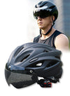 DUNISO Adult bicycle helmet, adjustable mountain riding safety helmet with detachable magnetic goggles, suitable for both men and women，black