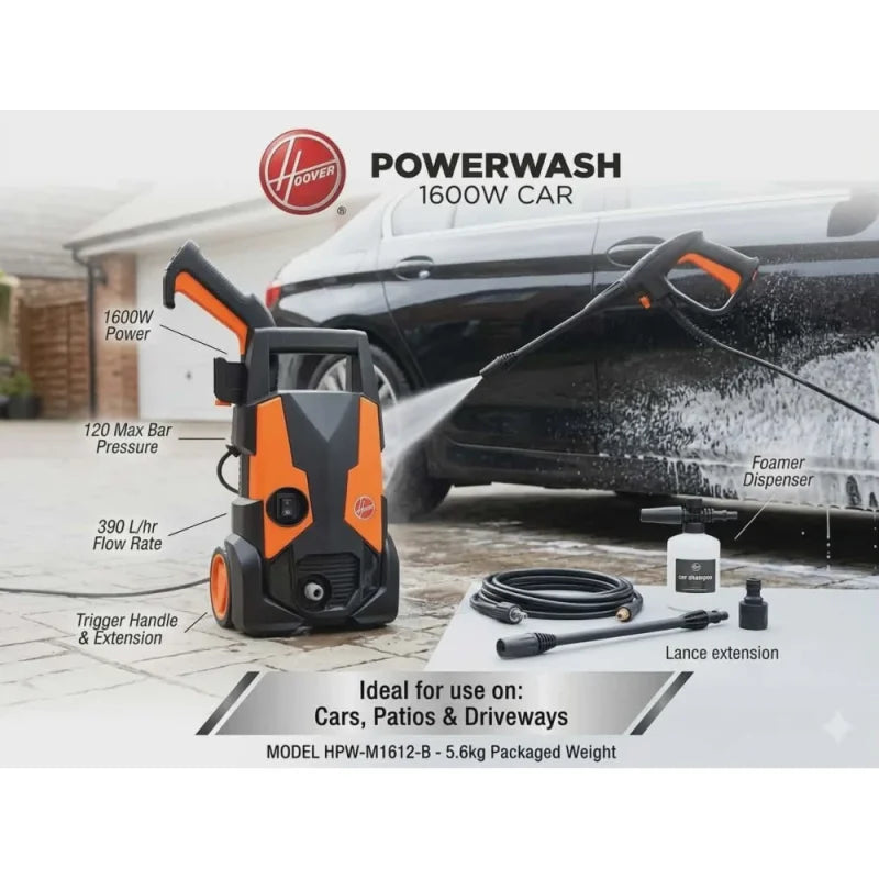 Hoover Powerwash 1600W Car Pressure Washer (HPW-M1612-B)