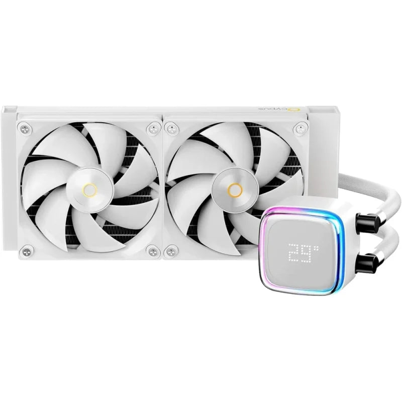 Ocypus iota L24 White Liquid Cooler CPU with Display,240mm Water Cooling System, 2 x120mm PWM Fans,240mm PC Water Cooler for LGA 1700/1200/115X/18XX, AMD AM4/AM5