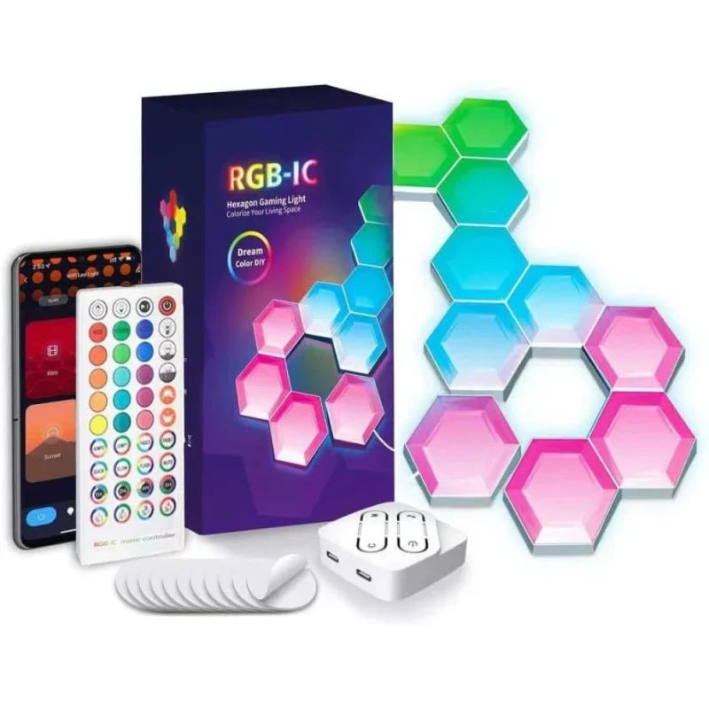 Glide Hexagon Light Panels, Led Hexagon Wall Lights With App Remote Control, Smart Wall Light With Music Sync, Night Light Honeycomb Lights For Living, Bedroom, Gaming Room (6) – Plastic
