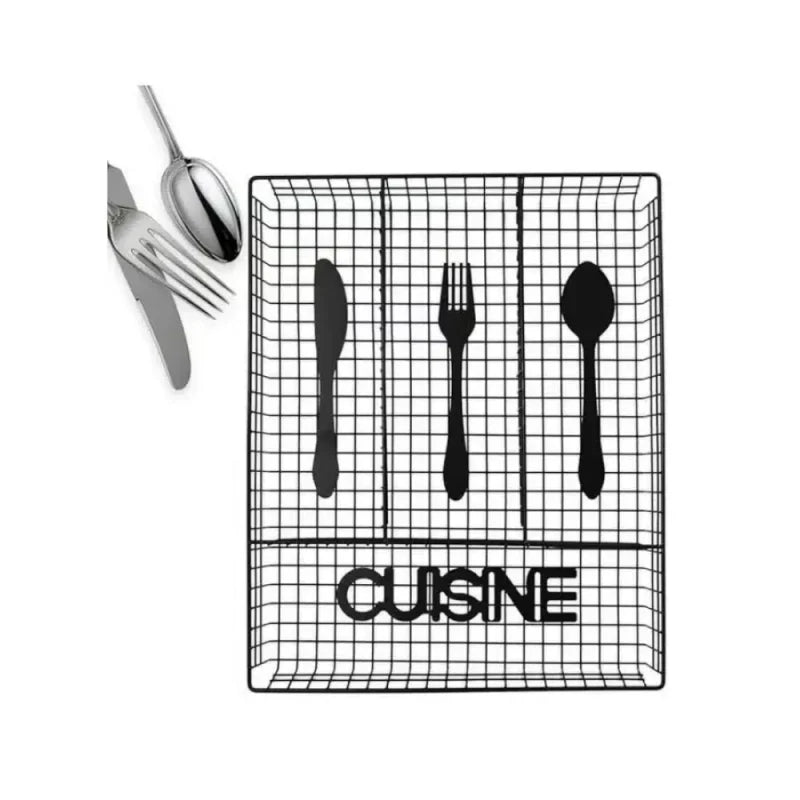 4-Compartment Wire Cutlery Organizer Tray – Kitchen Drawer