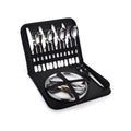 Silverware Flatware Cutlery Set, 20-piece Outdoor Camping Stainless Steel Cutlery, Forks, Spoons, Plates, Food Clips, Portable Cutlery Bag Set (Color : Silver)