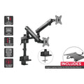 Kogan Full Motion Spring-Assisted Height Adjustable Dual Monitor Mount Pro Laptop Holder Combo 17″ – 32″
