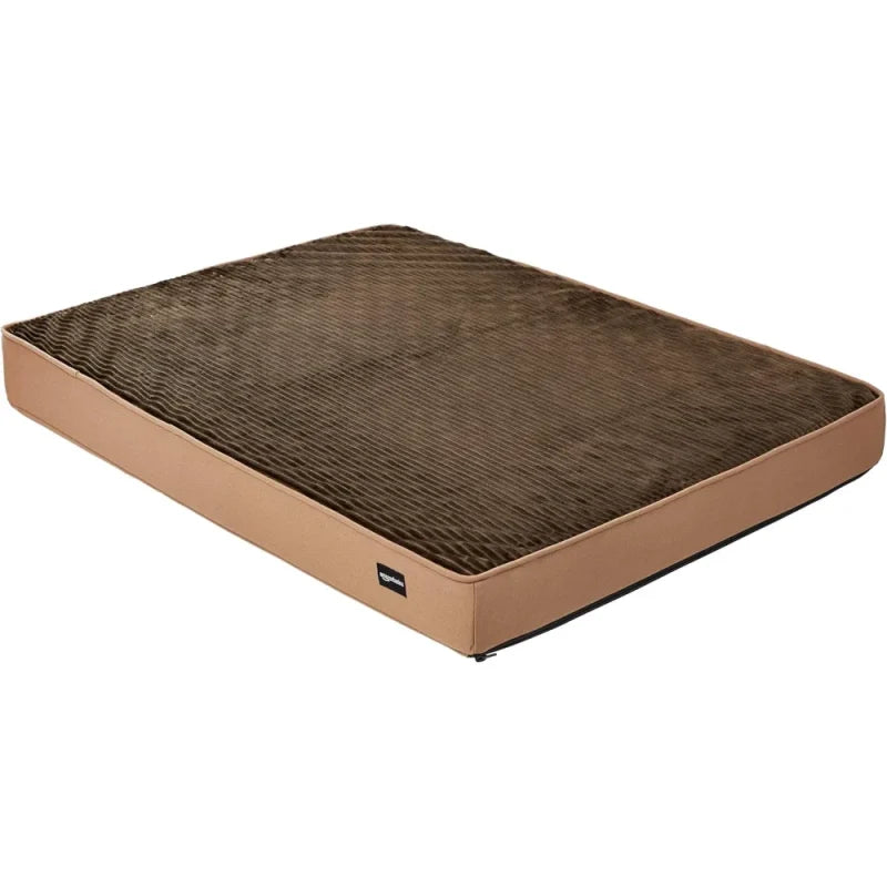 Amazon Basics Foam Pet Bed for Dog, Cat, Large, Brown/Brown, 36.0″L x 27.0″W x 3.0″Th