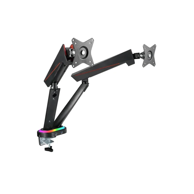Kogan Full Motion Spring-Assisted RGB Gaming Monitor Mount with USB Hub (Dual) Laptop Holder Combo 17″ – 32″