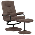 vidaXL Swivel Recliner with Ottoman Brown Faux Suede Leather (SKU-322337)