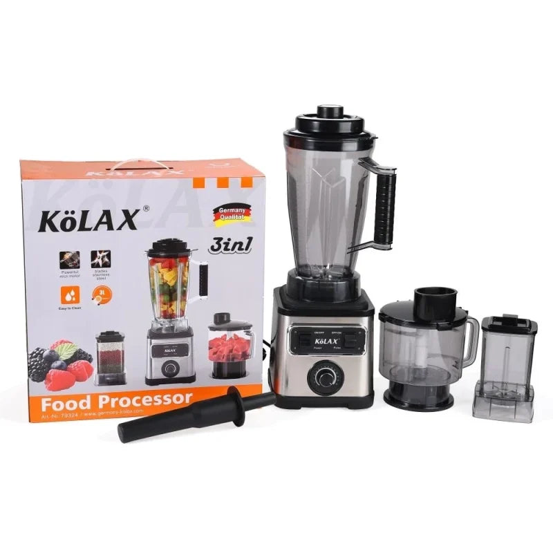 KOLAX 3-in-1 Blender and Food Processor Combo for Smoothies Shakers, 2000W(32000 RPM)