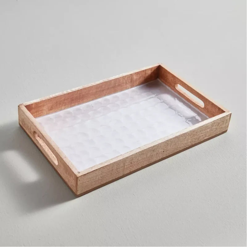 Pearl Drop Wooden Serving Tray – 25×40 cm