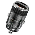 Porodo Dual Port Transparent Car Charger With Pull Ring Handle – Black