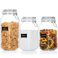 Vitamix Sindcom 3 PCS Airtight Glass Jars with Lids, 3 PCS Food Storage Canister, Square Mason Jar Containers, 78oz*1+50oz*2