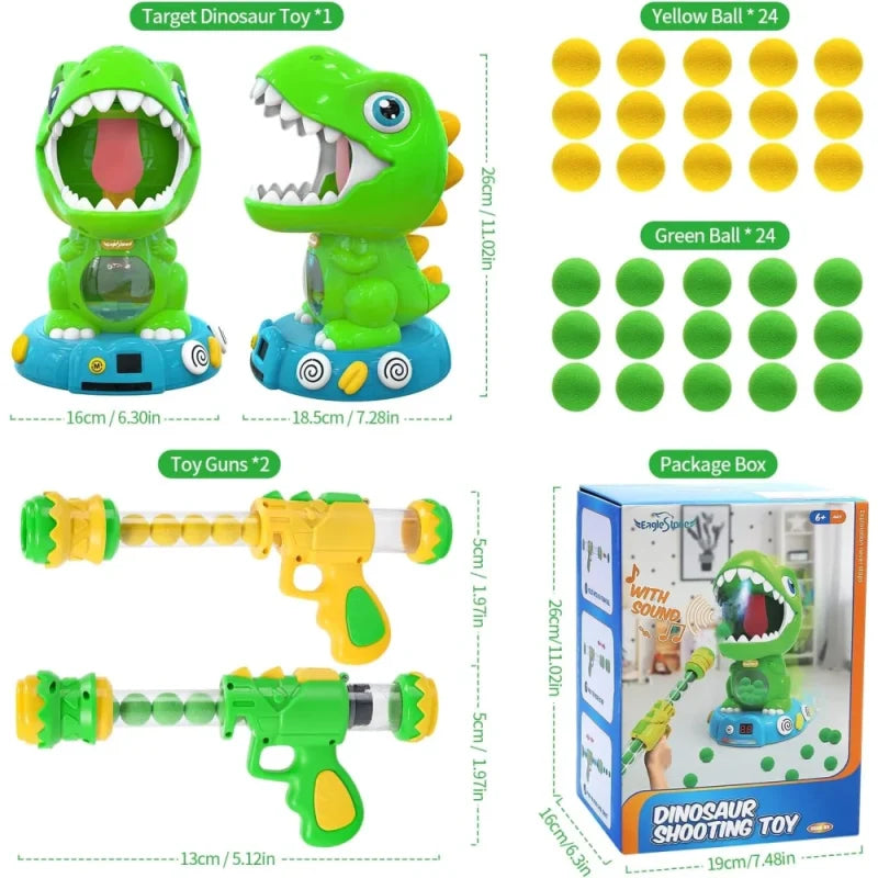 EagleStone Movable Dinosaur Toys for Kids 5-7 can Spay, Electronic Shooting Target Game with 2 Pump Guns, 48 Foam Balls, Party Favor Toys with Score Record, Sound, for Boys & Girls