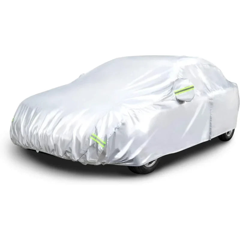 Amazon Basics Silver Weatherproof Car Cover – PEVA with Cotton, Sedans up to 406cm