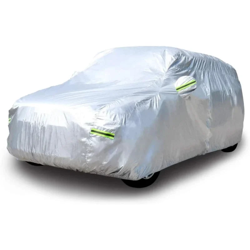 Amazon Basics Silver Weatherproof Car Cover – PEVA with Cotton, SUVs up to 203″