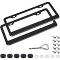 Amazon Basics Matte Aluminum License Plate Frame Pair with Screw Caps – 2-Hole, 12.3 x 6.3”, Black