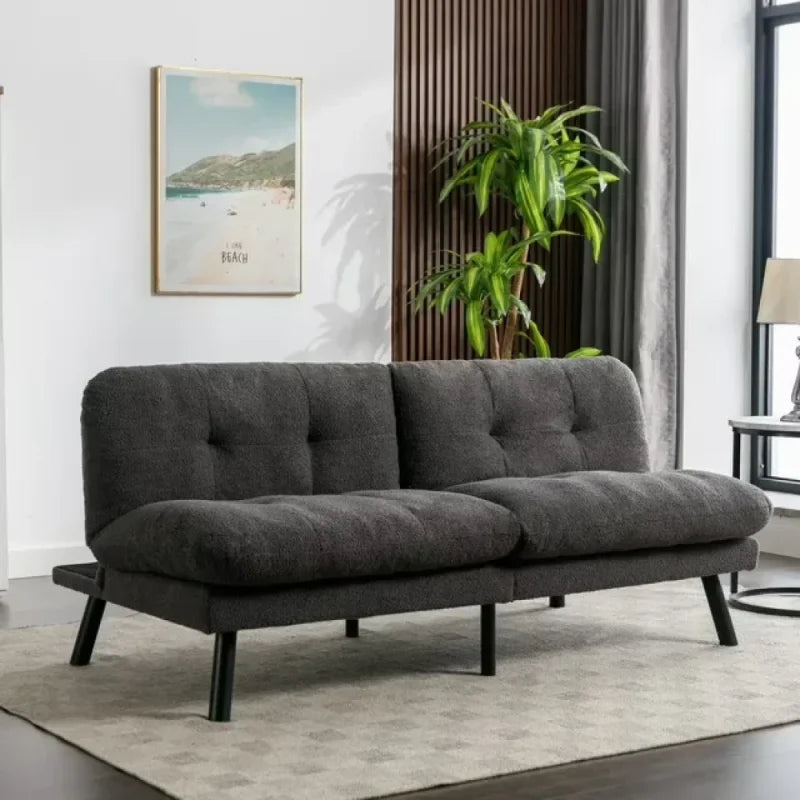 Mainstays Camden Cozy Futon, Charcoal Boucle Fabric, 72″