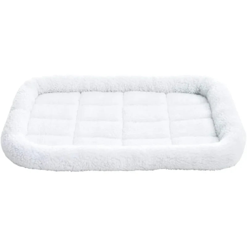 Amazon Basics 29-Inch Padded Pet Bolster Bed for Dog, White, 29.13″L x 18.9″W x 2.76″H