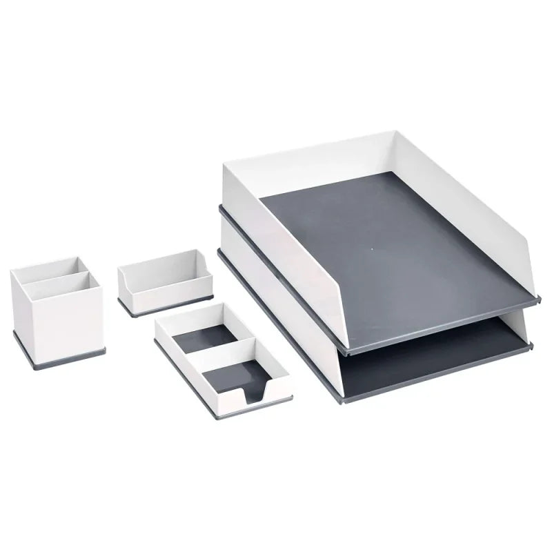 Amazon Basics Desk Organization Set – Grey and White