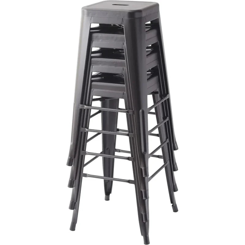 Amazon Basics Metal Bar Stools – 30-Inch, Set of 4, Black